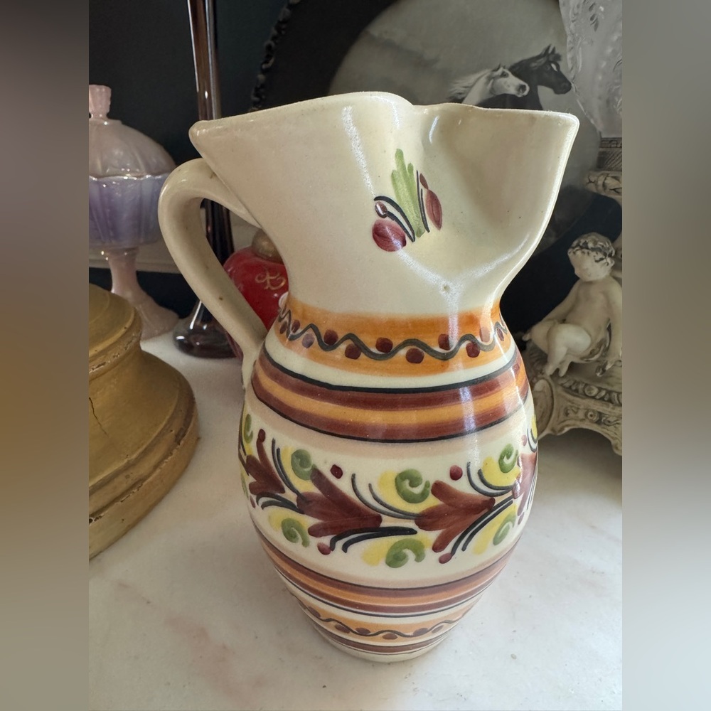 Vintage Spanish Hand Painted & Signed Pitcher